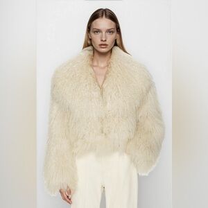 100% pure Monogolian lamb Fur Coat ivory like helsa revolve